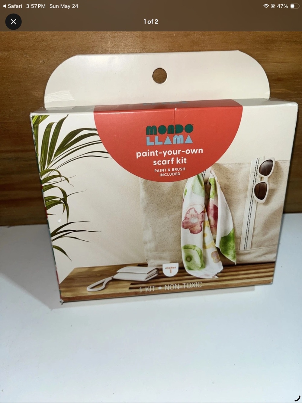 Mondo Llama Paint-Your-Own Scarf Kit - White with Floral Accents
